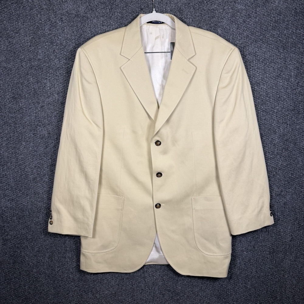 Paul Frederick Men's 40S Linen/Cotton Blazer Sport Coat Ivory/cream